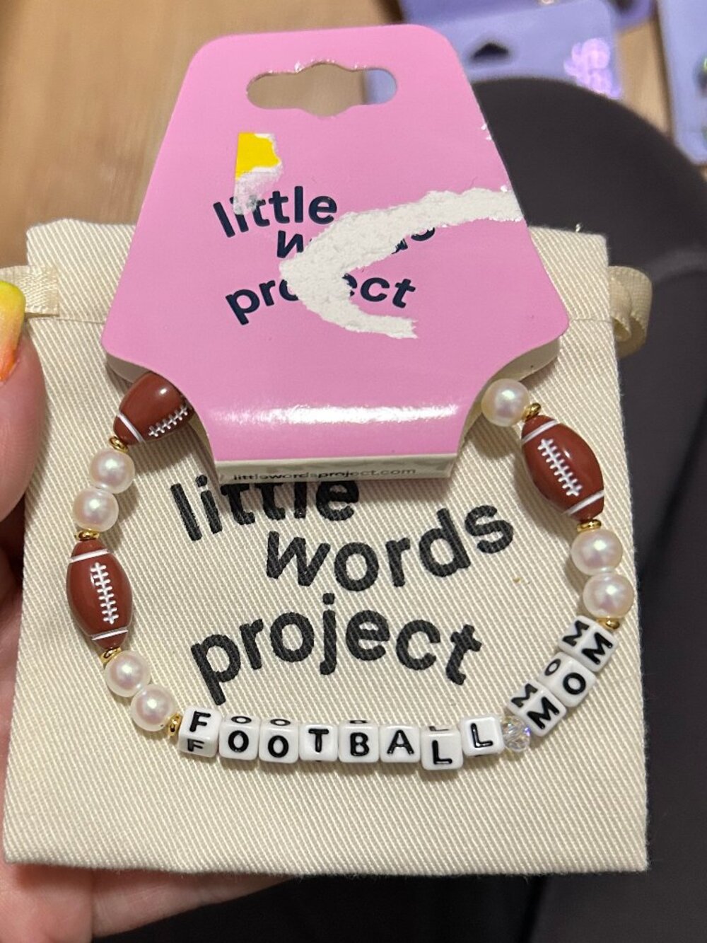 Little Words Project Football Mom Beaded Charm Bracelet Sports Gift NWT